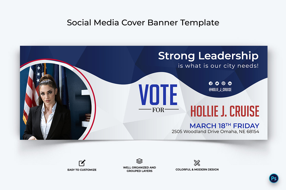 Political Campaign Facebook Cover Banner Design Template-14