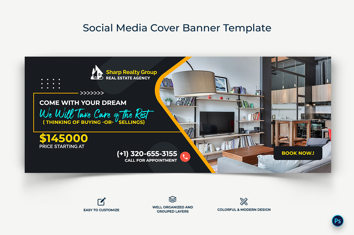 Real Estate Facebook Cover Banner Design Template-03