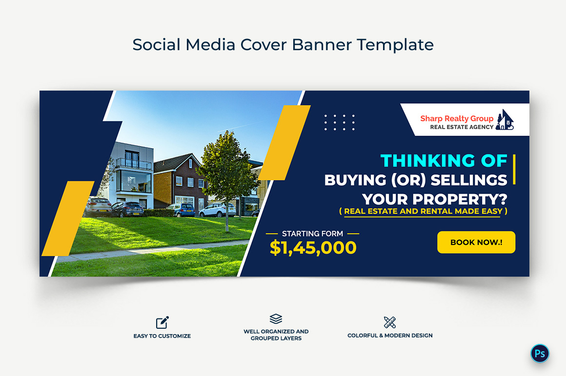 Real Estate Facebook Cover Banner Design Template-04