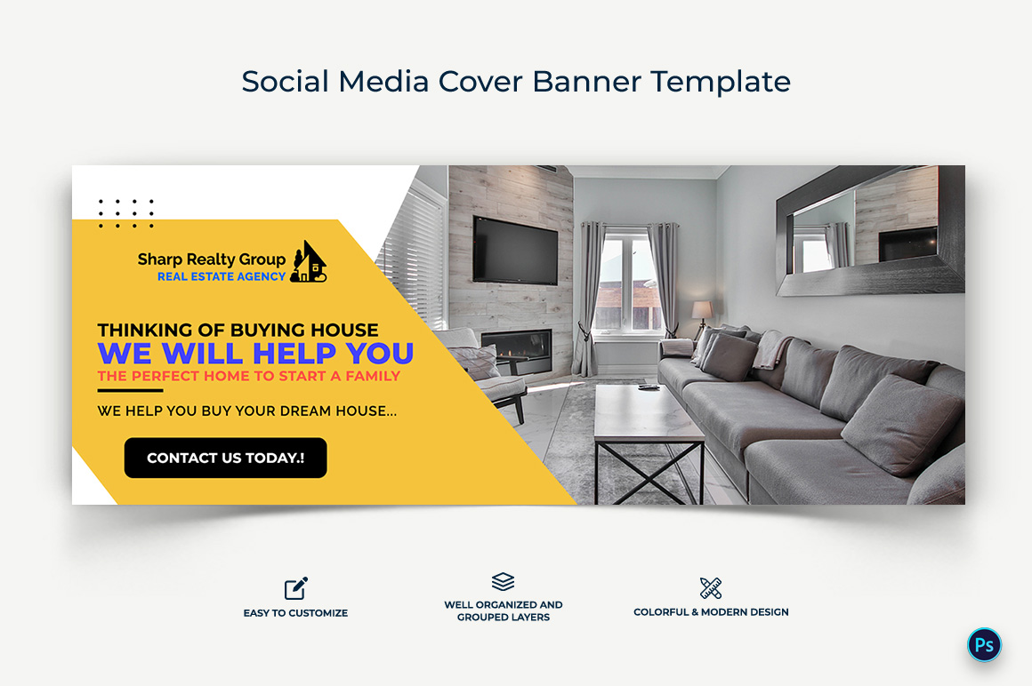 Real Estate Facebook Cover Banner Design Template-06