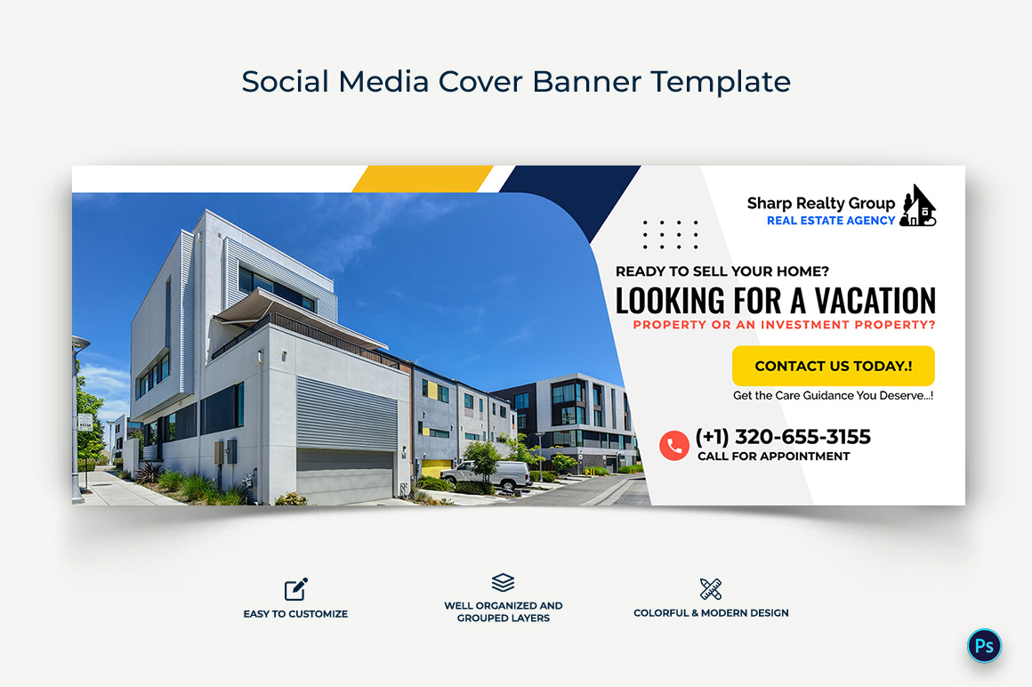 Real Estate Facebook Cover Banner Design Template-07