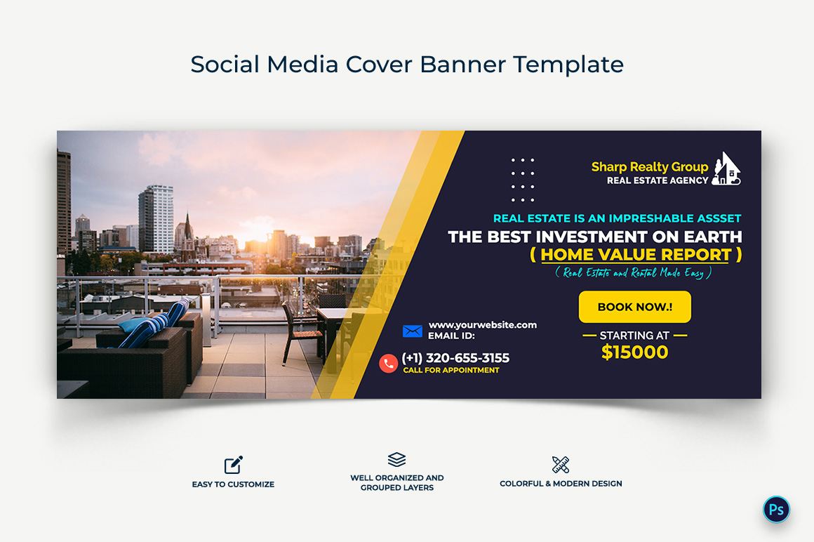 Real Estate Facebook Cover Banner Design Template-08