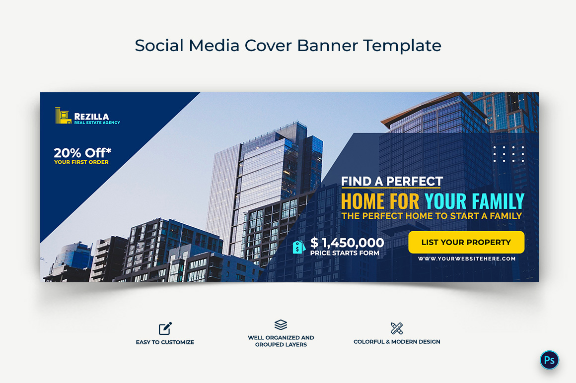 Real Estate Facebook Cover Banner Design Template-12