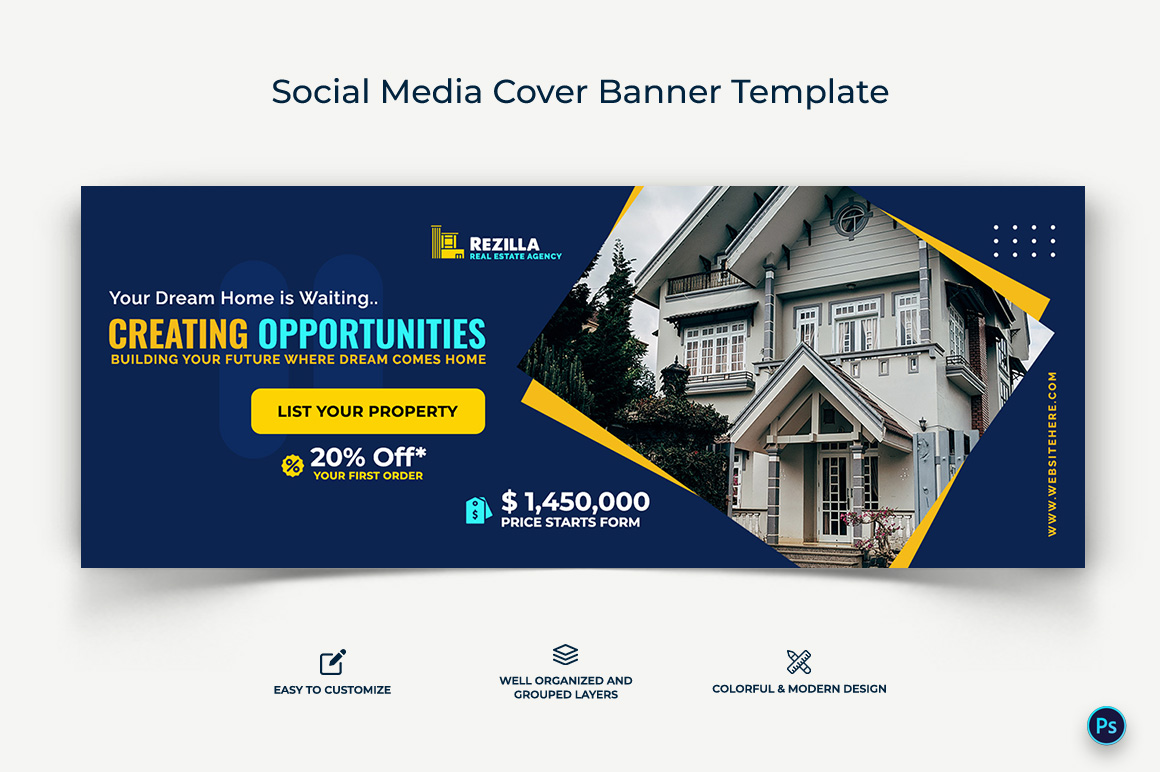 Real Estate Facebook Cover Banner Design Template-13