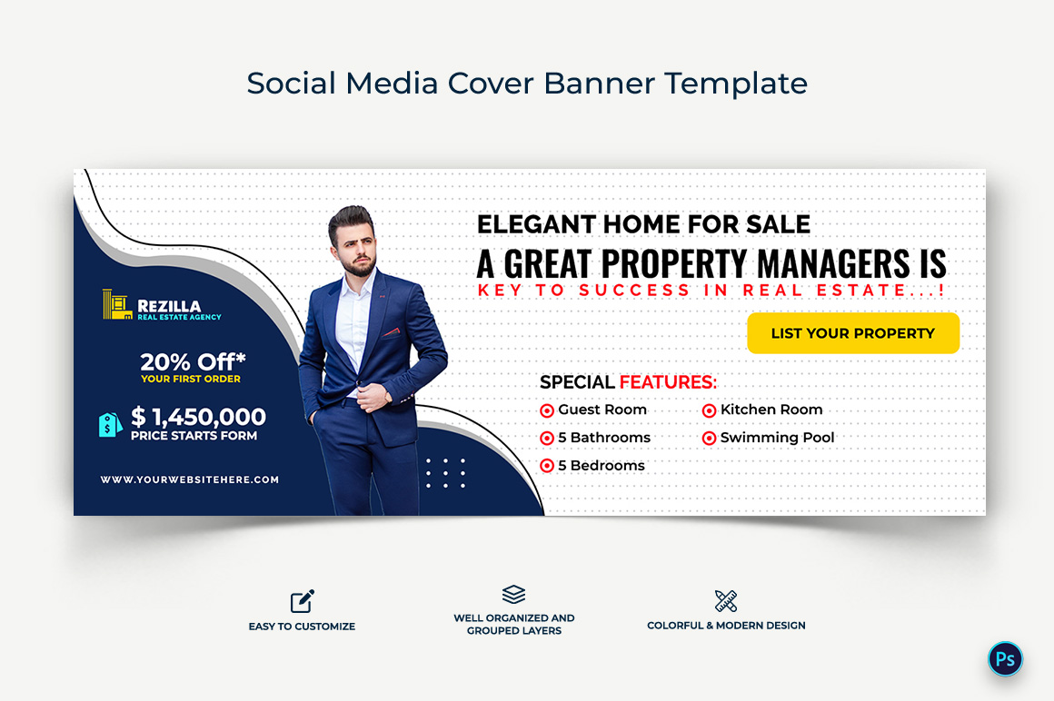 Real Estate Facebook Cover Banner Design Template-14