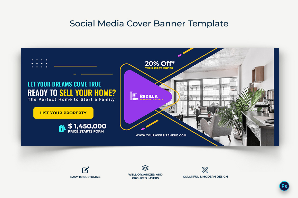 Real Estate Facebook Cover Banner Design Template-15