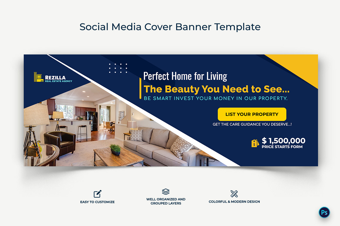 Real Estate Facebook Cover Banner Design Template-16