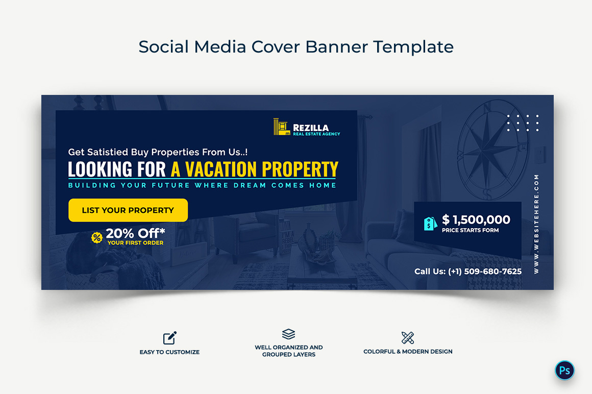 Real Estate Facebook Cover Banner Design Template-17