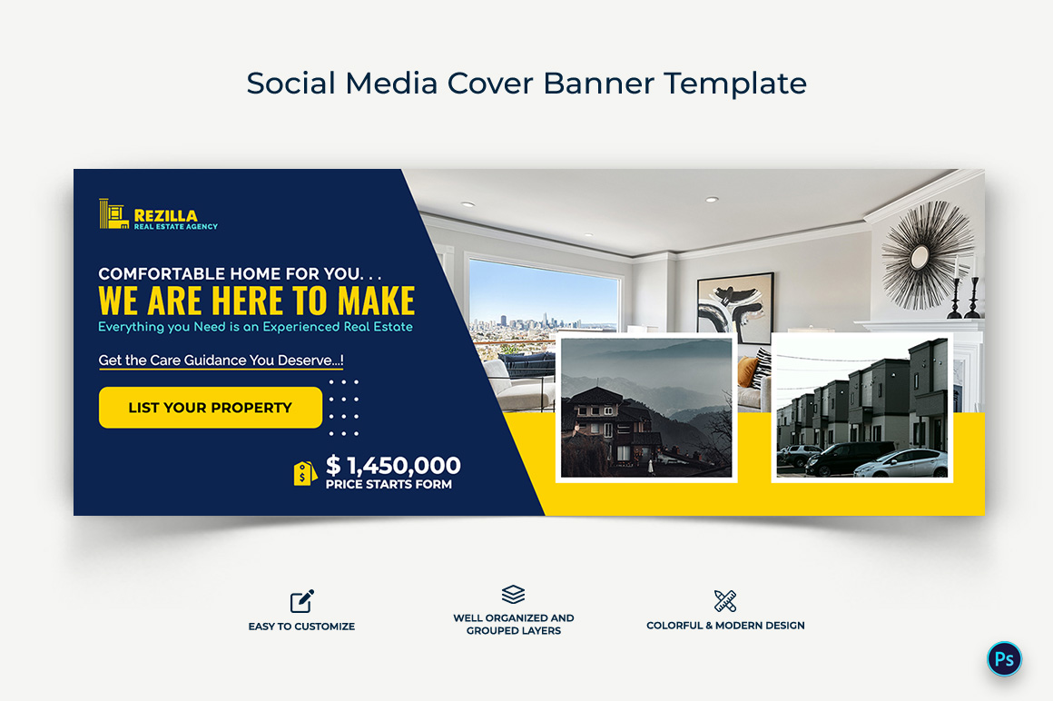 Real Estate Facebook Cover Banner Design Template-18