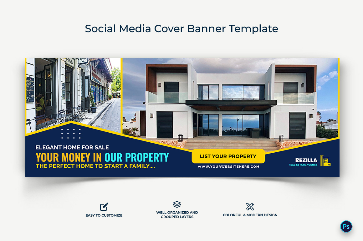 Real Estate Facebook Cover Banner Design Template-19