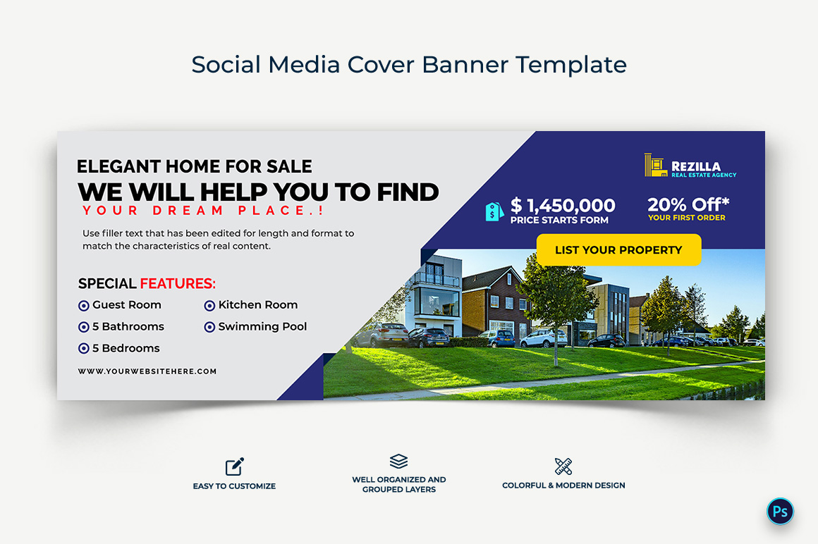 Real Estate Facebook Cover Banner Design Template-20