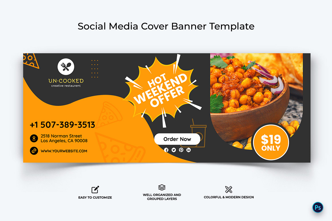 Restaurant and Food Facebook Cover Banner Design Template-02