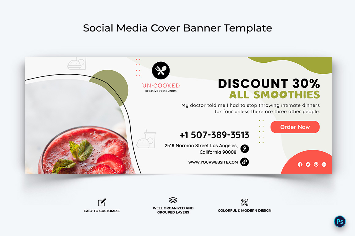 Restaurant and Food Facebook Cover Banner Design Template-03