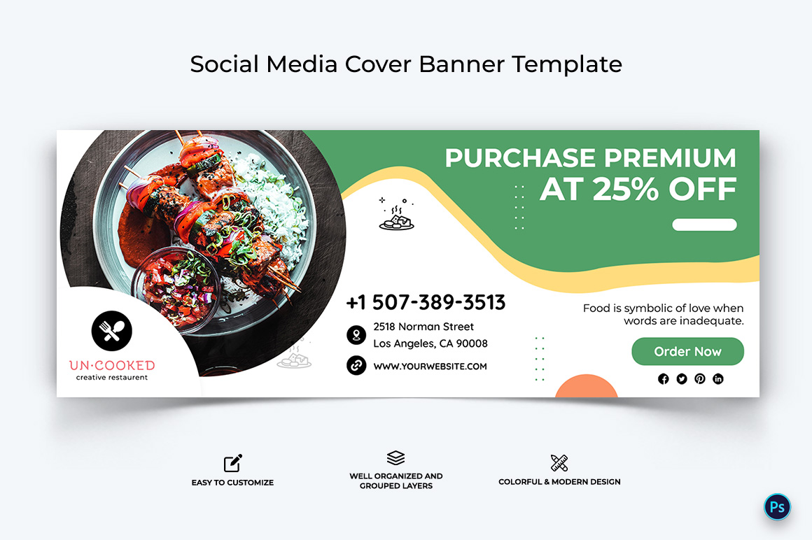 Restaurant and Food Facebook Cover Banner Design Template-04