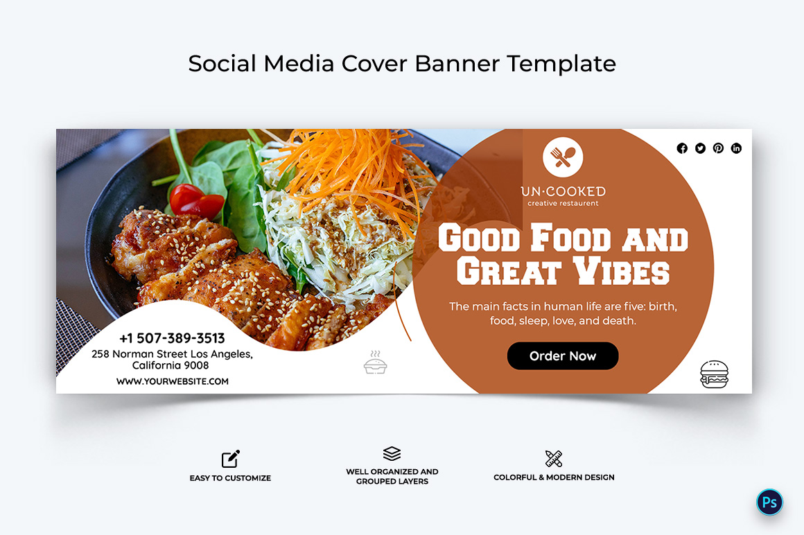 Restaurant and Food Facebook Cover Banner Design Template-05