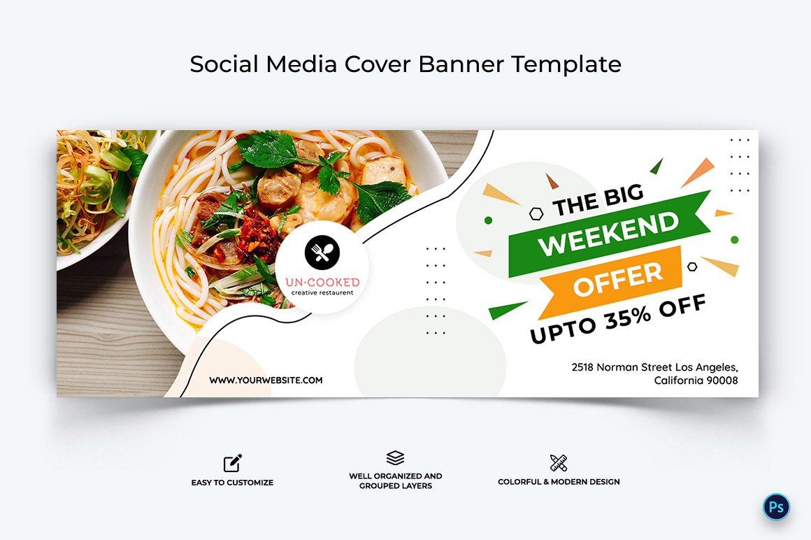 Restaurant and Food Facebook Cover Banner Design Template-06