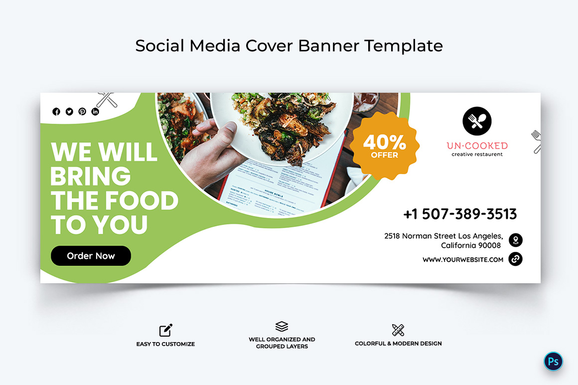 Restaurant and Food Facebook Cover Banner Design Template-07