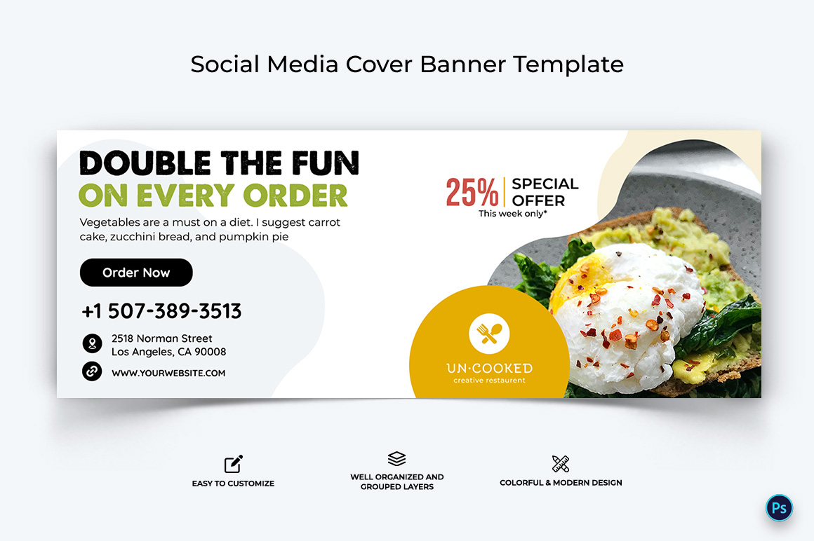 Restaurant and Food Facebook Cover Banner Design Template-08