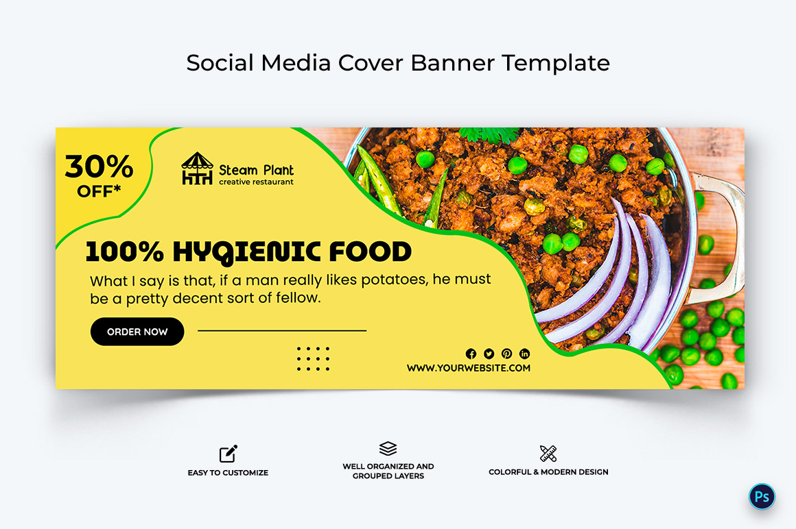 Restaurant and Food Facebook Cover Banner Design Template-13