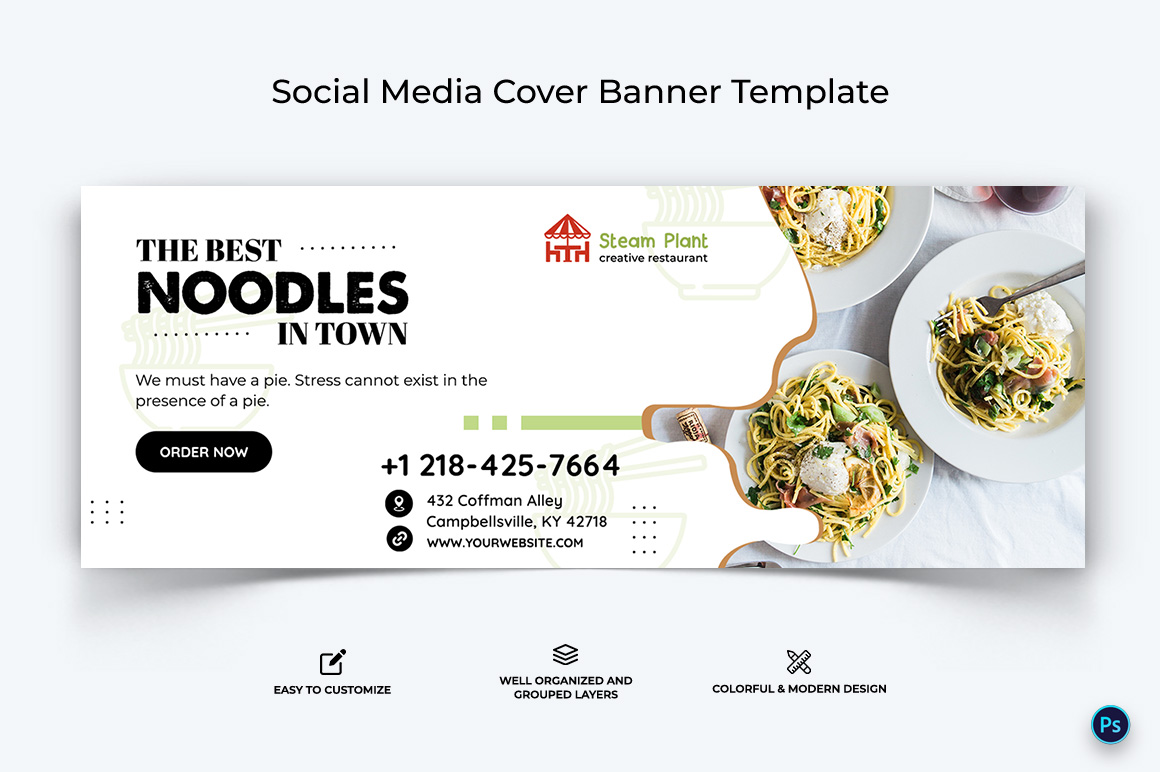 Restaurant and Food Facebook Cover Banner Design Template-14