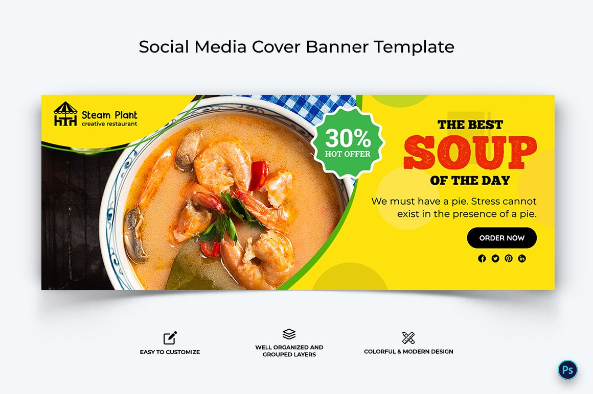 Restaurant and Food Facebook Cover Banner Design Template-15