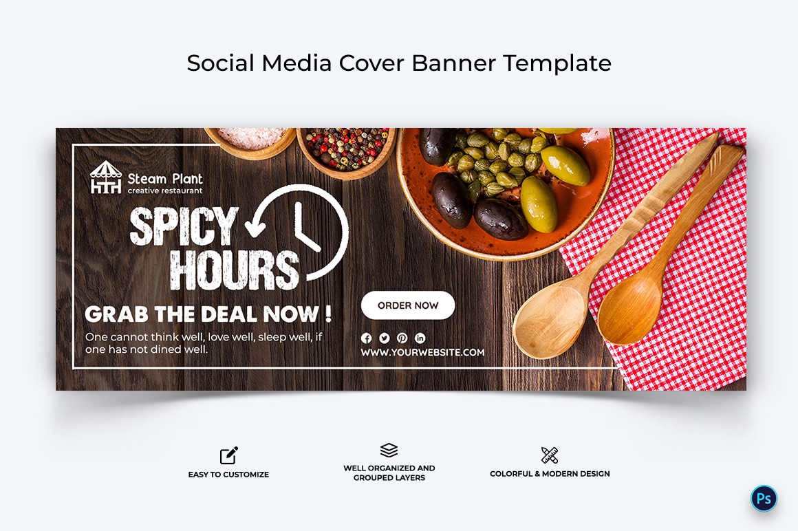 Restaurant and Food Facebook Cover Banner Design Template-16