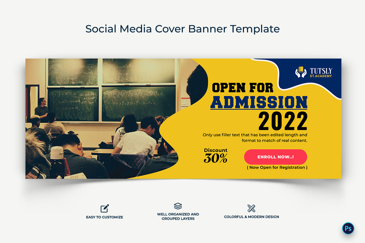 School Admissions Facebook Cover Banner Design Template-03