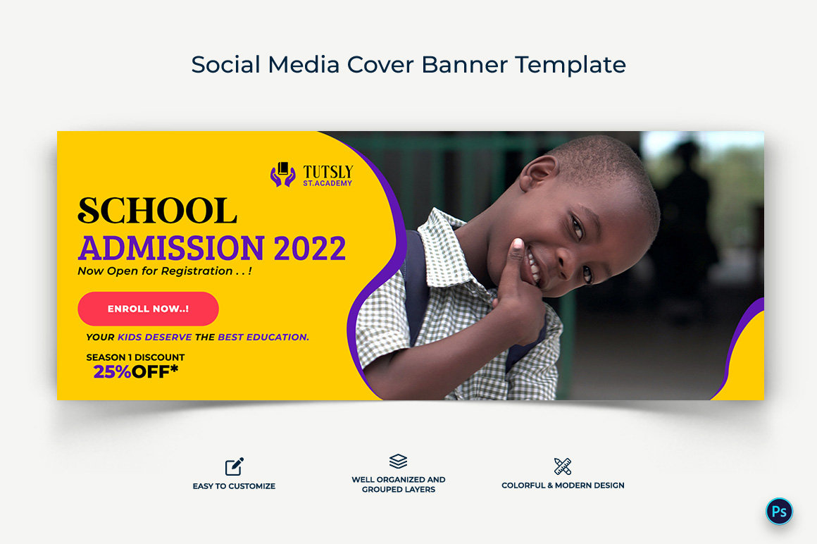 School Admissions Facebook Cover Banner Design Template-04