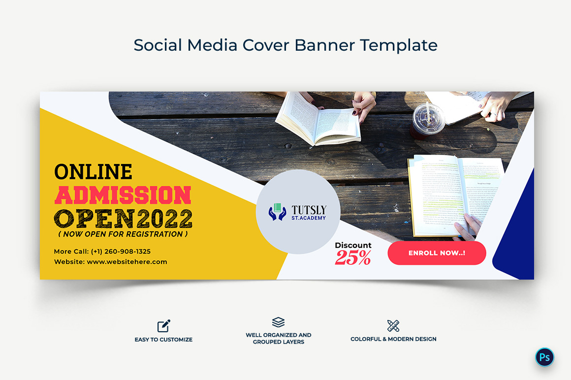 School Admissions Facebook Cover Banner Design Template-05