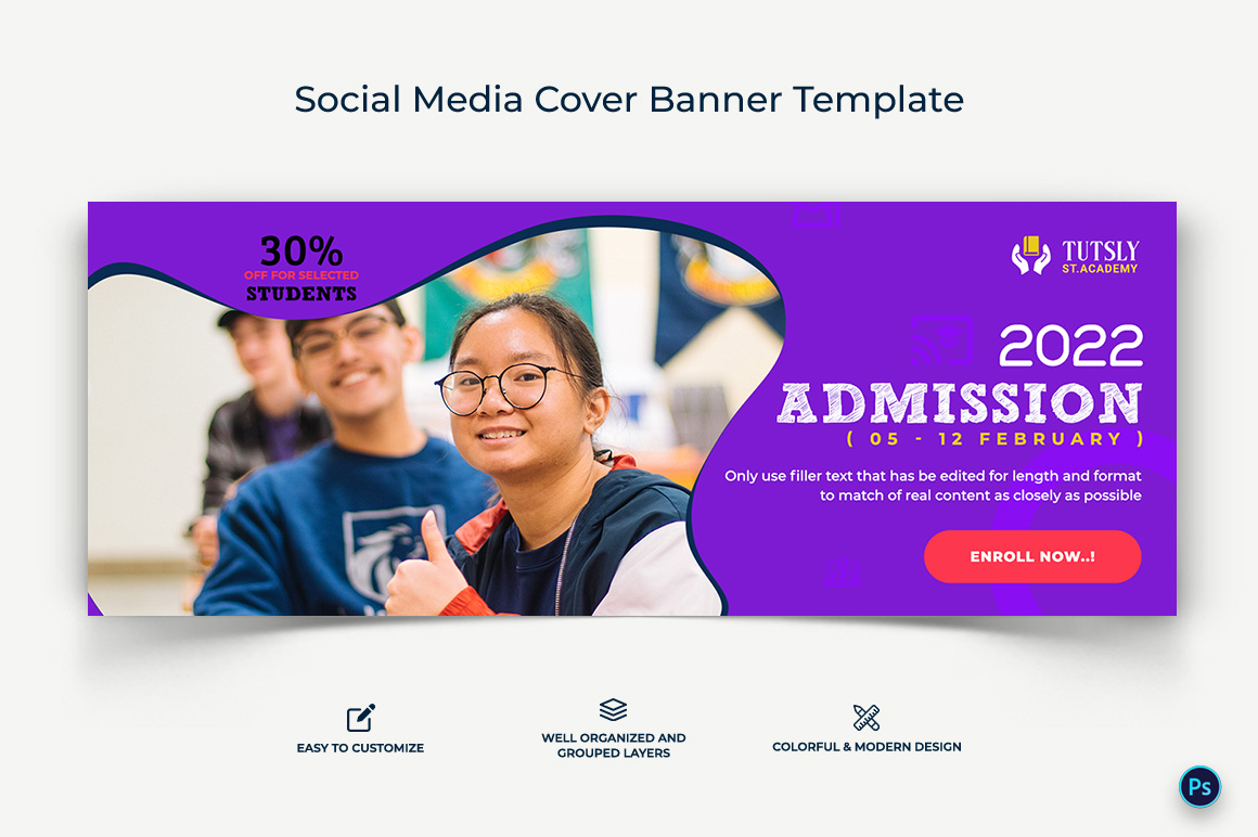 School Admissions Facebook Cover Banner Design Template-06