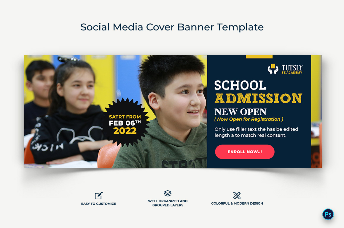 School Admissions Facebook Cover Banner Design Template-07