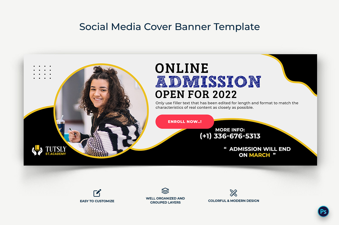 School Admissions Facebook Cover Banner Design Template-08