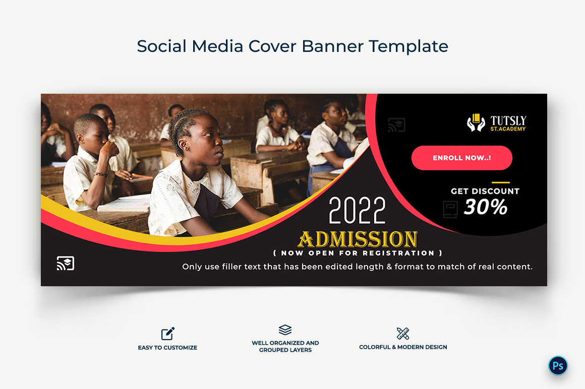 School Admissions Facebook Cover Banner Design Template-09