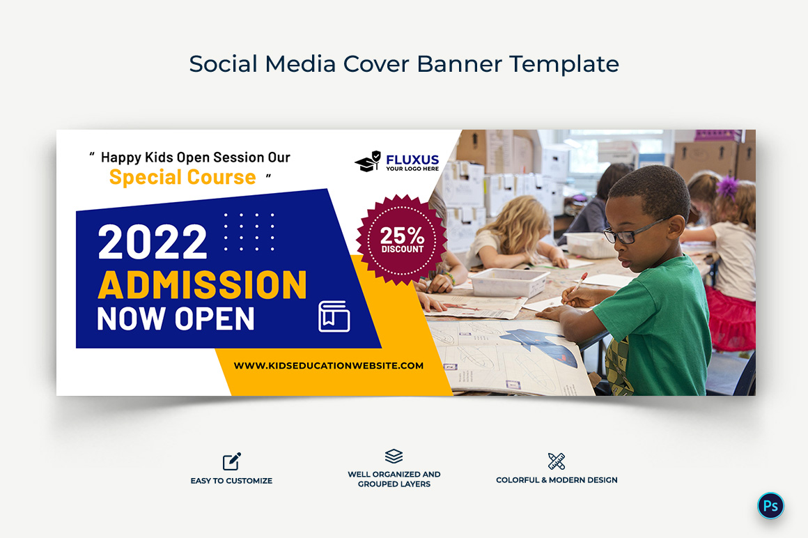 School Admissions Facebook Cover Banner Design Template-11