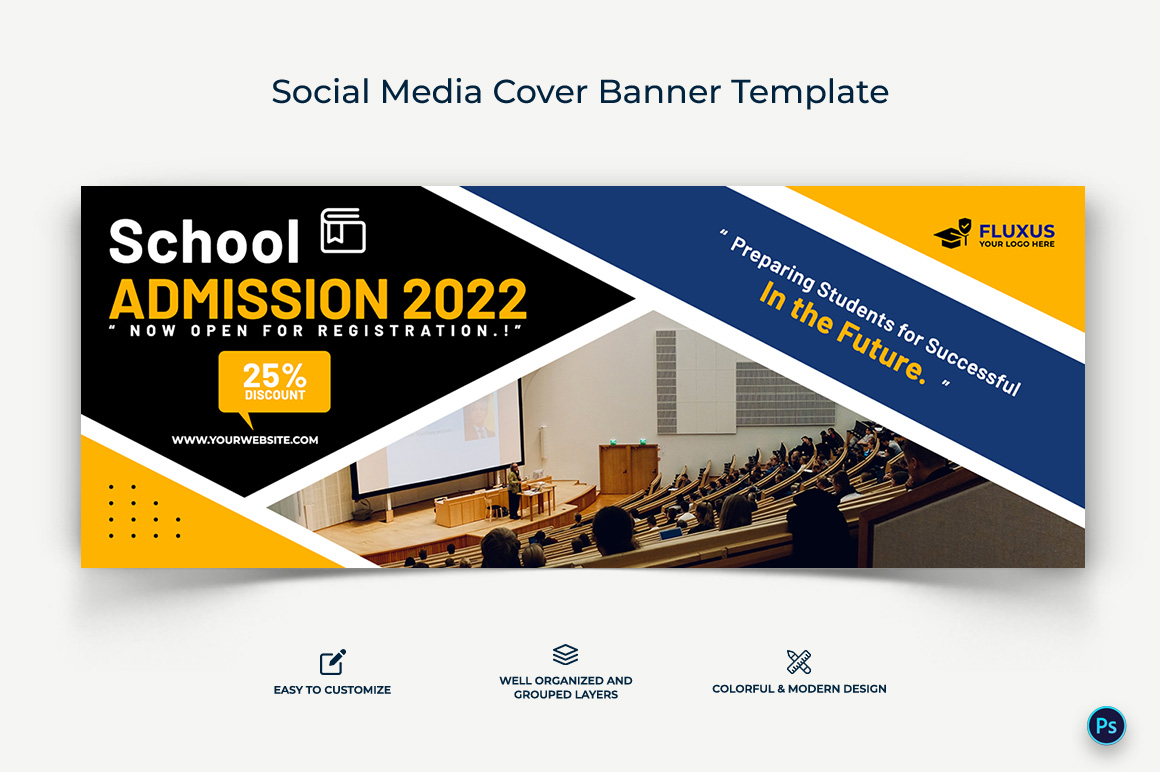 School Admissions Facebook Cover Banner Design Template-12