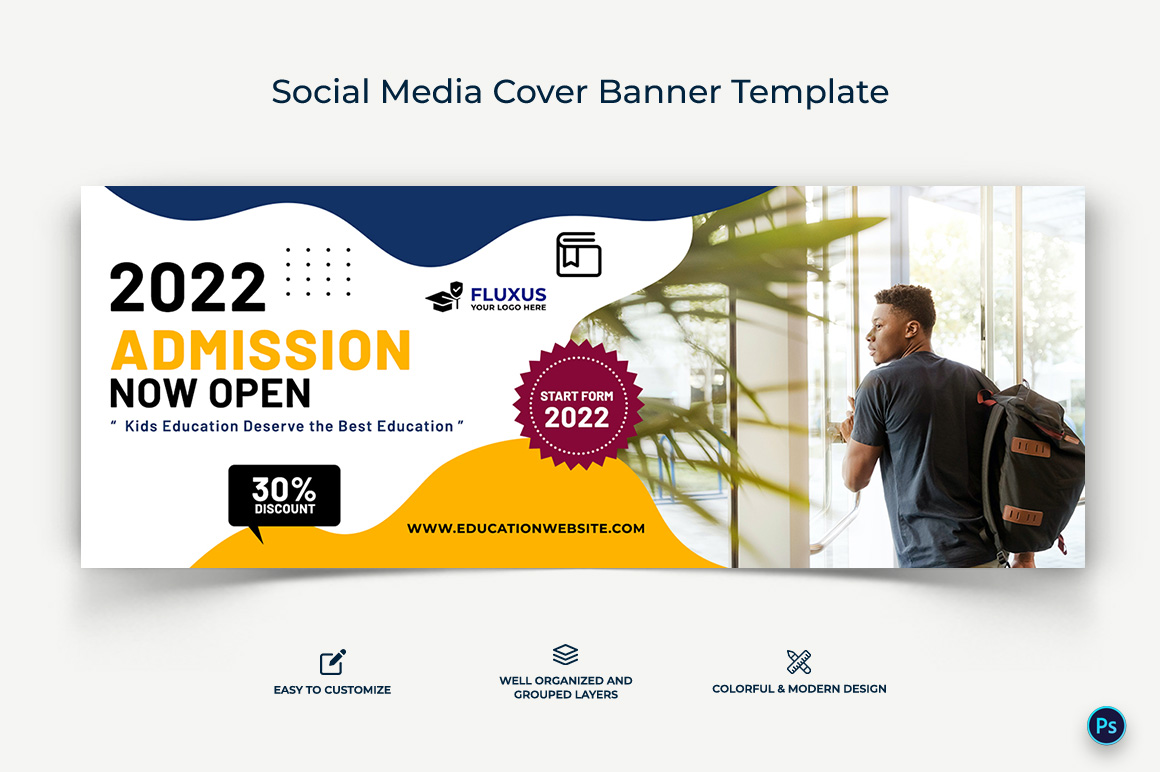 School Admissions Facebook Cover Banner Design Template-13