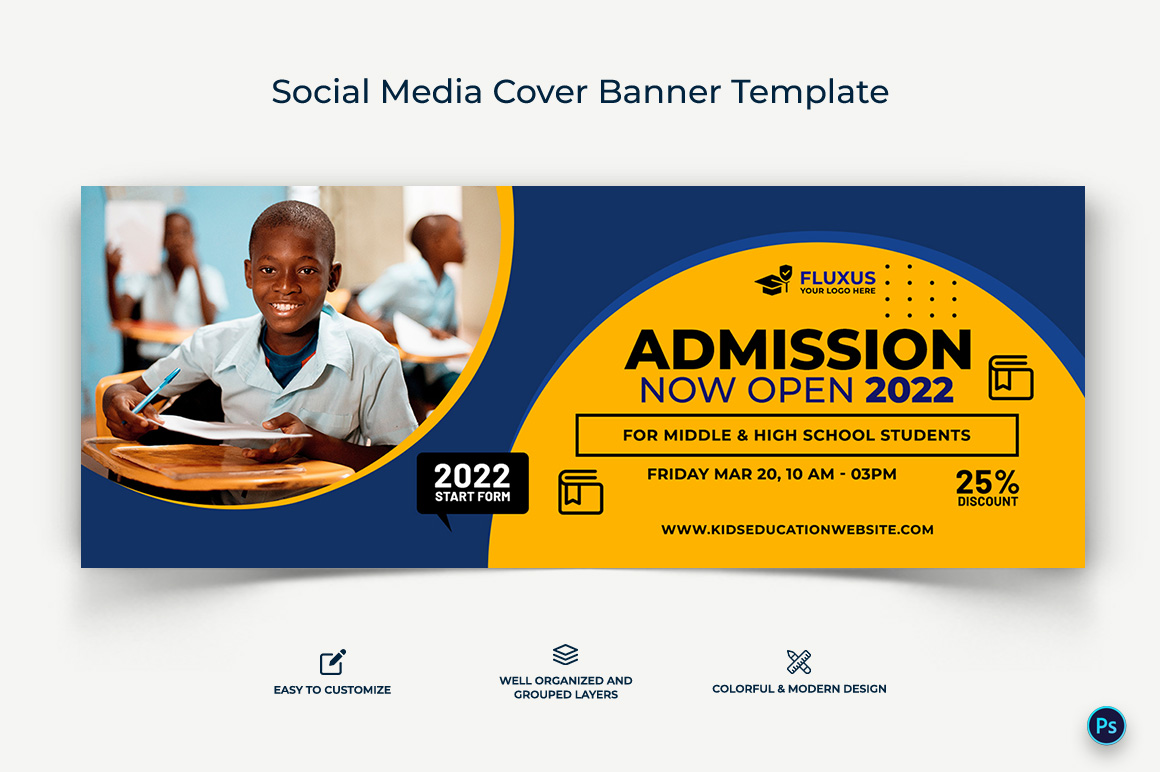 School Admissions Facebook Cover Banner Design Template-14