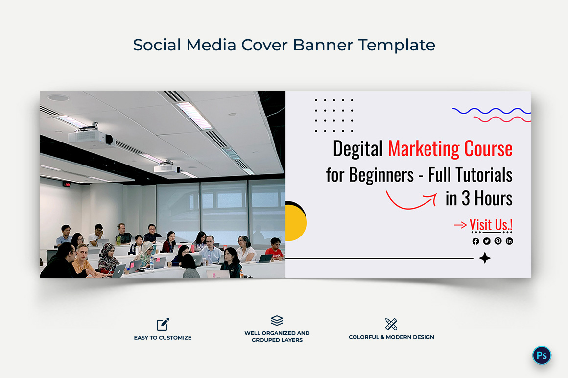 Social Media Workshop Facebook Cover Banner Design Template-06