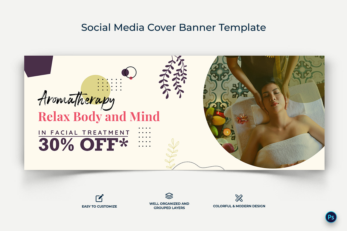 Spa and Salon Facebook Cover Banner Design Template-07