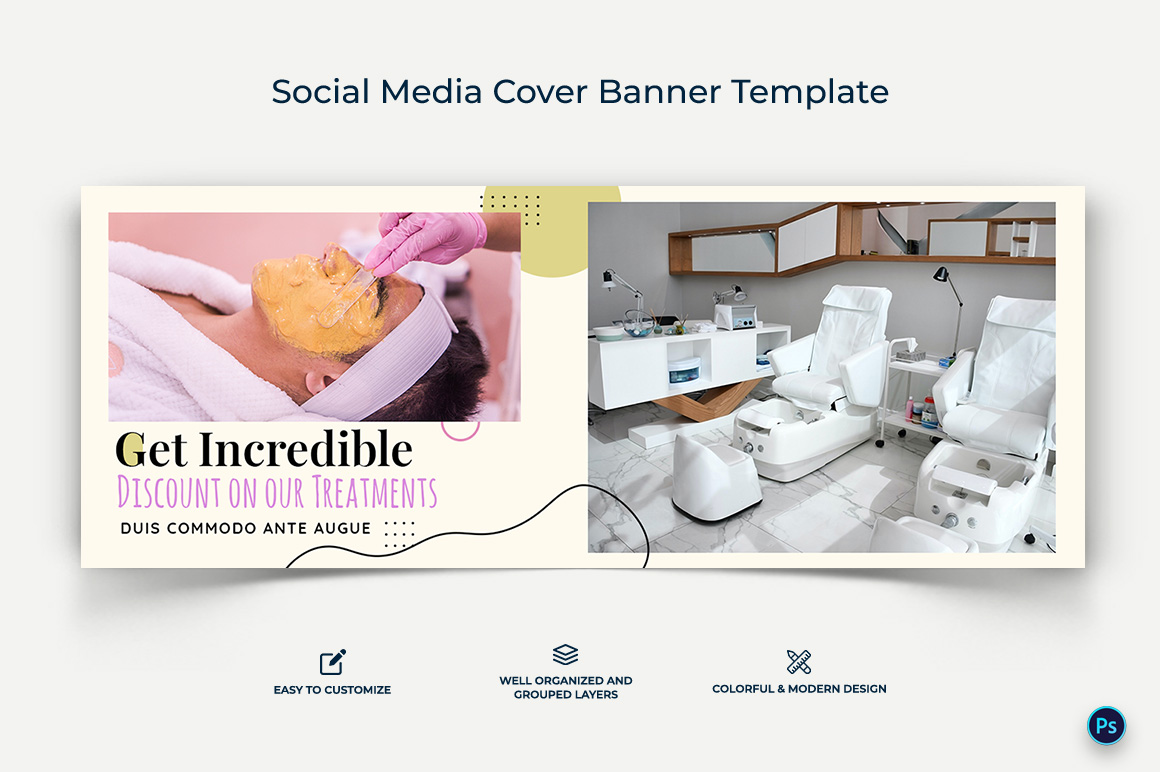 Spa and Salon Facebook Cover Banner Design Template-08