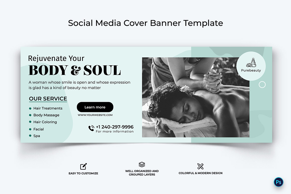 Spa and Salon Facebook Cover Banner Design Template-11