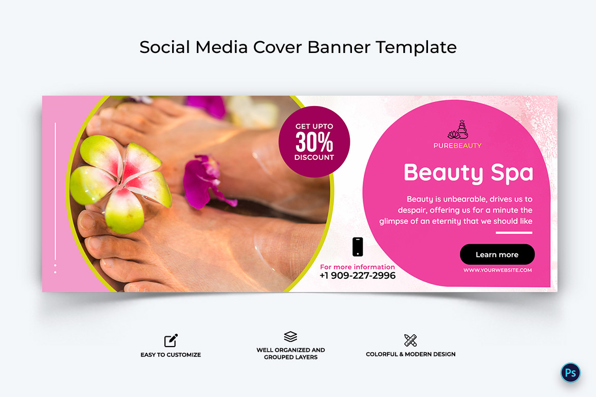 Spa and Salon Facebook Cover Banner Design Template-12