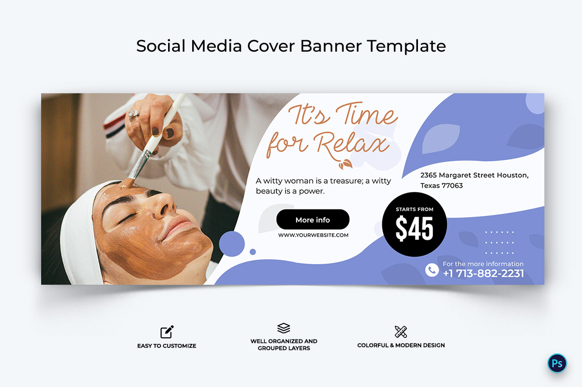 Spa and Salon Facebook Cover Banner Design Template-14