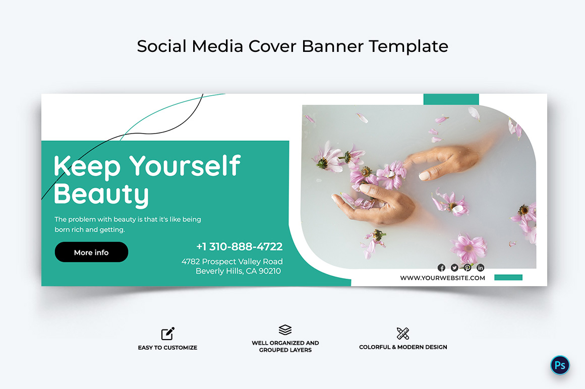 Spa and Salon Facebook Cover Banner Design Template-16