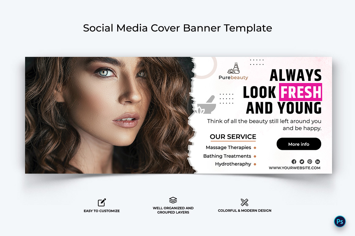 Spa and Salon Facebook Cover Banner Design Template-17