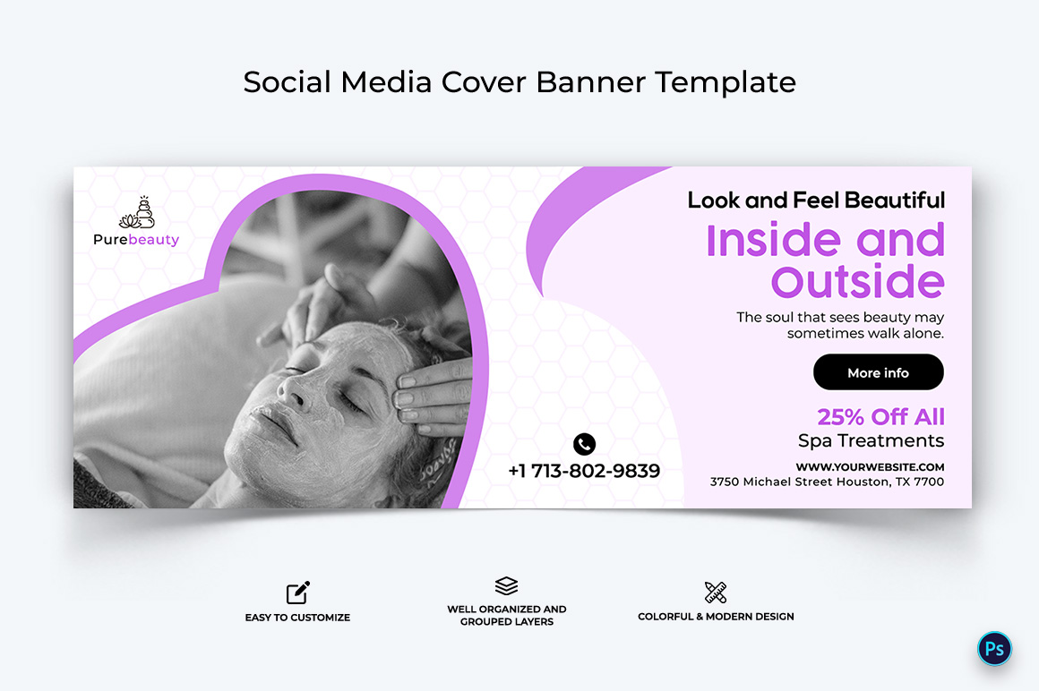 Spa and Salon Facebook Cover Banner Design Template-18