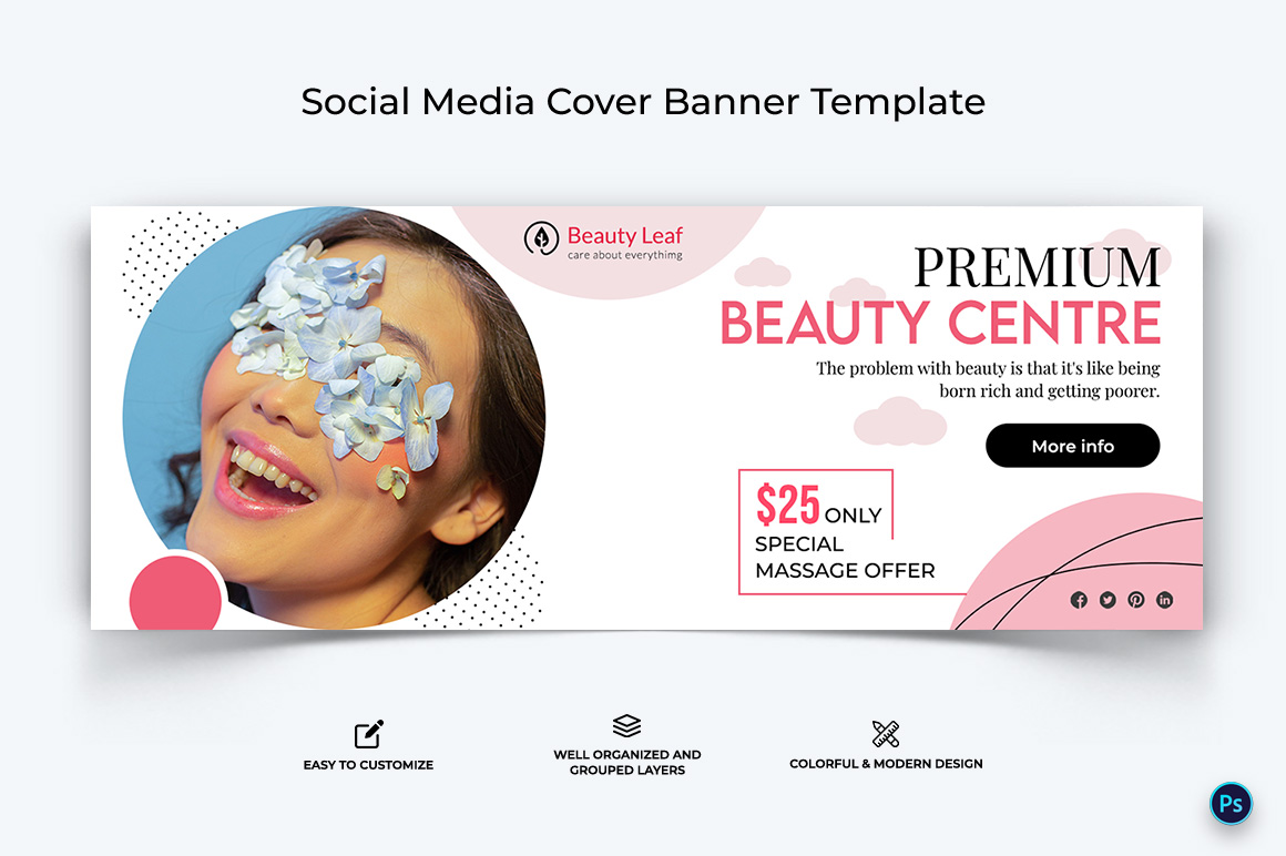 Spa and Salon Facebook Cover Banner Design Template-20