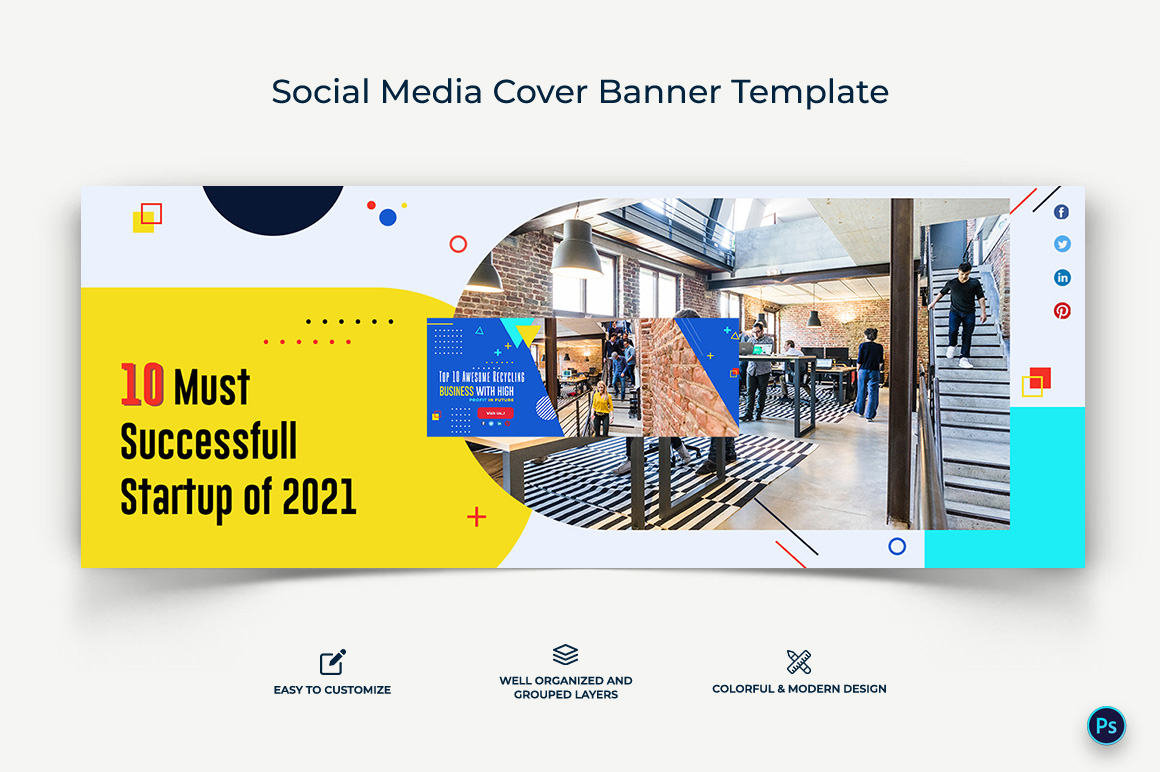 Startup Business Facebook Cover Banner Design Template-04