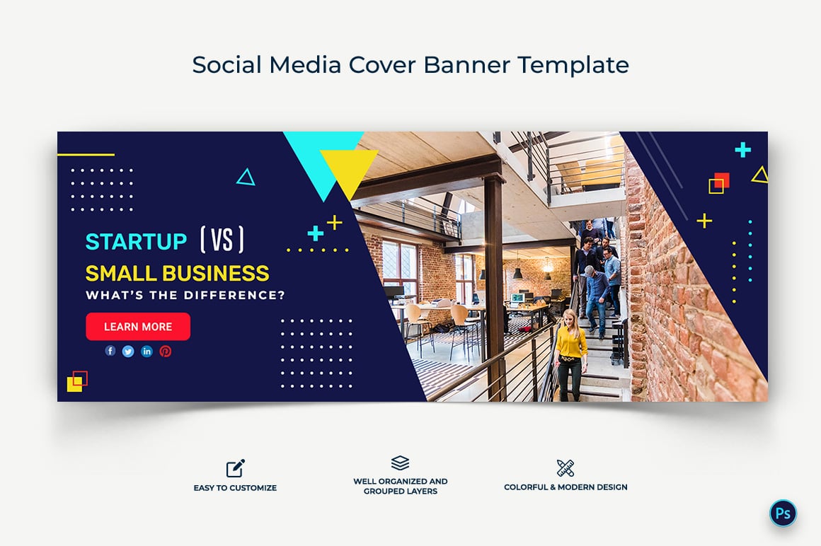 Startup Business Facebook Cover Banner Design Template-14