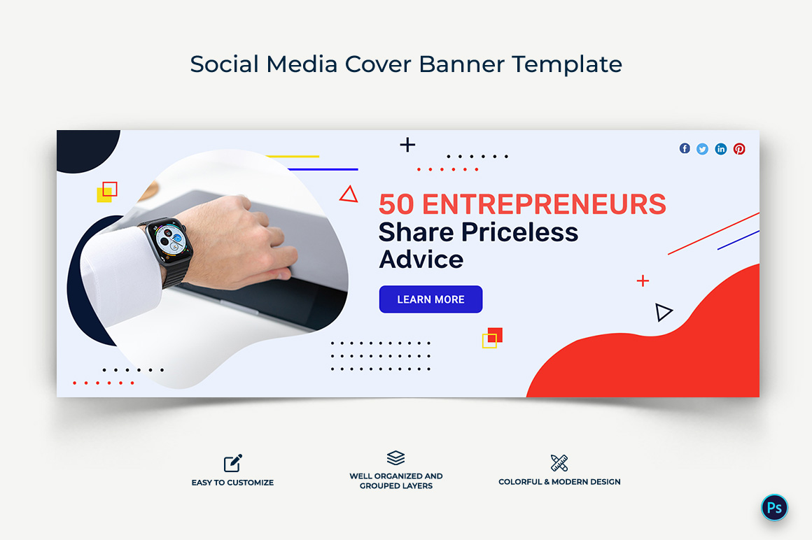 Startup Business Facebook Cover Banner Design Template-16